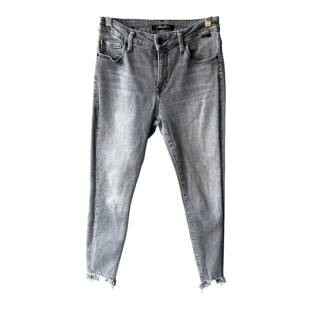 Mavi Jeans Pants Grey High Rise Skinny Raw Hem Denim Streetwear Stretch Size 28